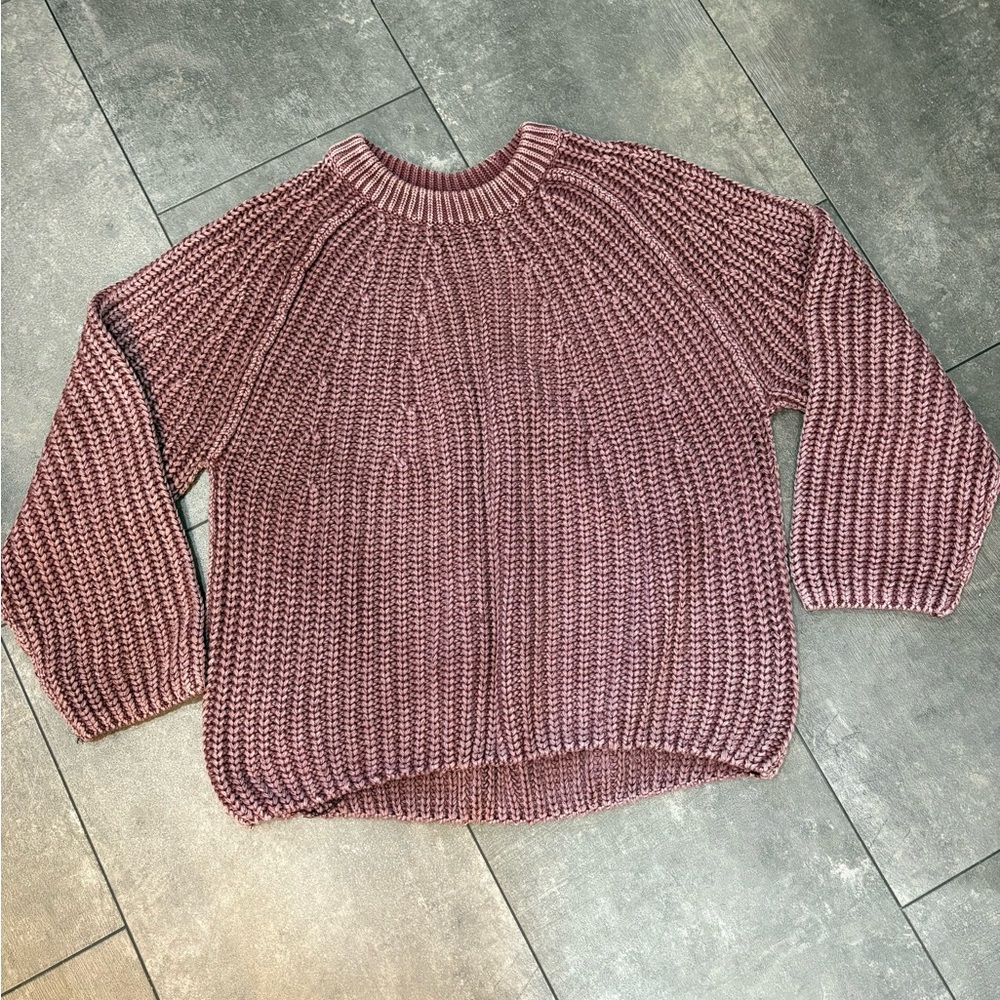 Free People Take Me Home Chunky Knit Cotton Ribbed Knit Sweater - Moonscape